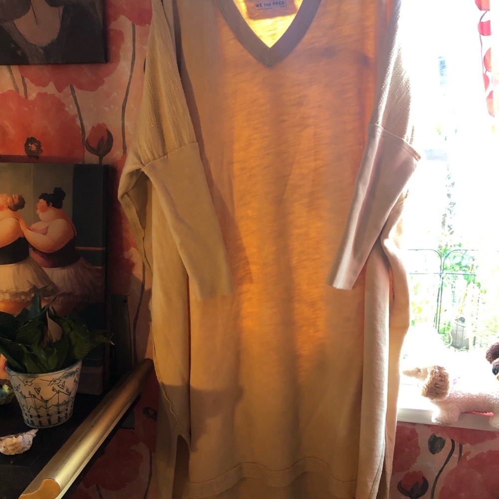 We The Free Light Tan V-Neck Pullover
